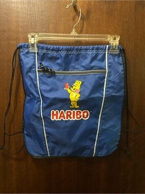 Haribo Blue Drawstring Backpack with Gummy Bear Logo